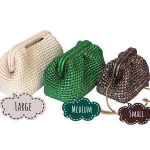 Crochet Metallic Raffia Bag , Evening Crochet Pouch Bag , Handmade Luxury Metallic Clutch Bag