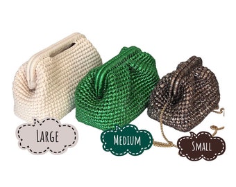 Gehaakte metalen Raffia tas, avond gehaakte buideltas, handgemaakte luxe metalen clutch bag