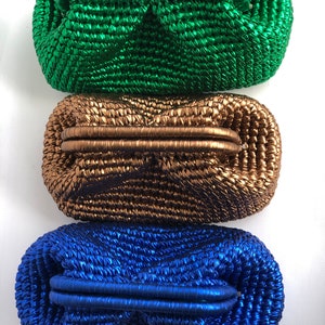 Crochet Metallic Raffia Clutch Bag,Small Medium Large Pouch Bag , Evening Knitted Luxury Clutch Bag image 4