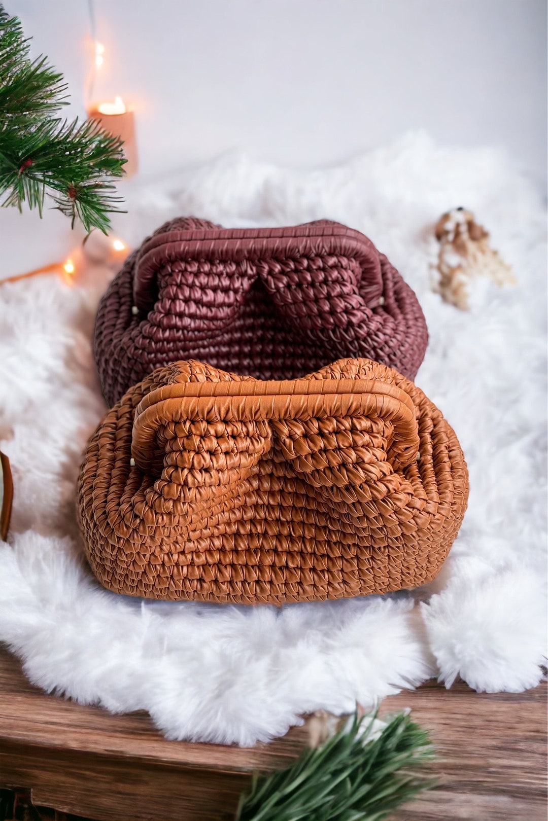 Woven Leather Clutch Bag