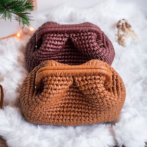 Gewebte Leder Clutch Beutel Handtasche, häkeln Luxus Stricken Clutch Bag, handgemachtes Geschenk