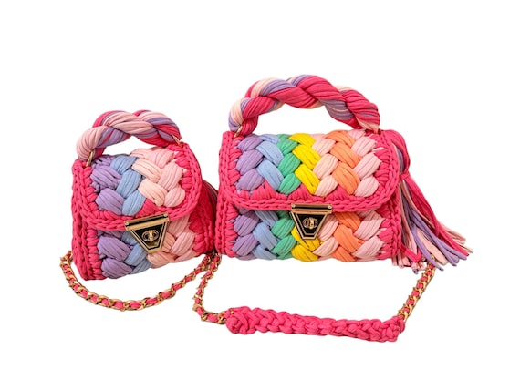 Mommy and Daughter Matching Bag little Girls Purse mommy and Me Bag kids Bag personalized Crochet Mom and Girl Crossbody Bag Etsy