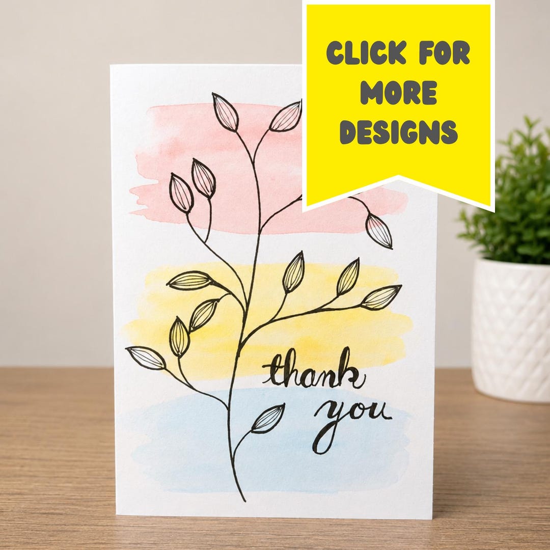 Thank You Cards - Handmade, Watercolor Card - Etsy