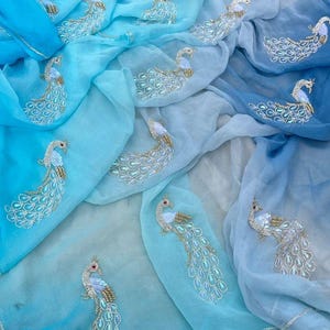 Handmade Chiffon Bollywood Saree: Indian Wedding Wear with Sitara