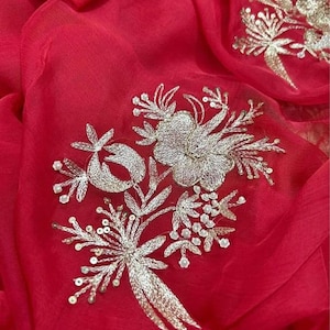 Handmade Sequin Chiffon Saree: Indian Wedding Sari with Embroidery