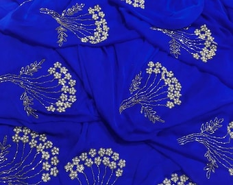 Handgemaakte sari van chiffon, Indiase trouwkleding, sitara-versiering