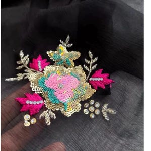 Handmade Chiffon Saree: Indian Wedding Wear with Sitara Embellishments