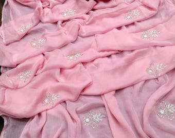 Handmade Chiffon Saree: Indian Wedding Wear with Sitara