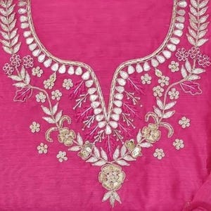 Hand Embroidered Chanderi Salwar Kameez: Pearl & Zardozi Work Punjabi Suit