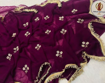 Pure Chiffon Saree with Blouse Piece | Lightweight Flowy Designer Sarees for Women | Bollywood Style Festive Wear