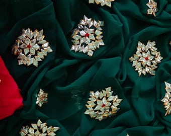 Handmade Chiffon Saree, Heavy Kasab Embroidery, Indian Wedding Wear