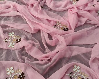 Handmade Chiffon Saree: Indian Wedding Wear with Sitara