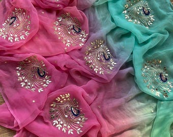 Elegante designer premium chiffon sari met blouse, sari voor dames receptie feestceremonie beste cadeau voor vriendin en vrouw handwerk sari