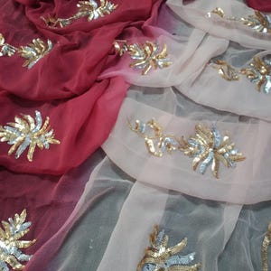 Handmade Chiffon Bollywood Saree: Indian Wedding Wear with Sitara