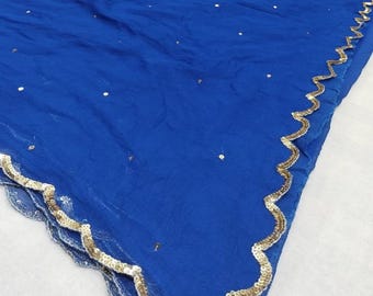 Handgemaakte sari van chiffon met sitara, Indiase bruiloftskleding