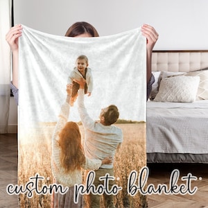 Custom Photo Blanket, 5 Sizes and 44 Colors, Custom Blanket with Photos Collage, Comfortable Picture Blanket Warm Gift, Personalized Gift