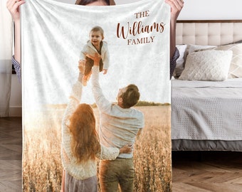 Customizable Photo Blanket, Photo Blanket Minky, One Photo Blanket Gift, Custom Your Own Photo Blanket, Personalized Family Photo for Mom