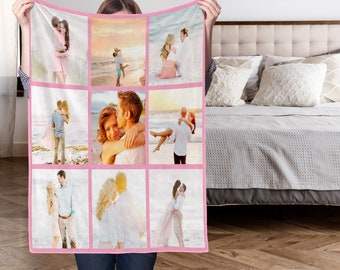 Custom Photo Blanket, Family Picture Blanket, Blanket Photo Collage Halloween Gift, Personalized Favorite Picture Blanket, Personalized Gift