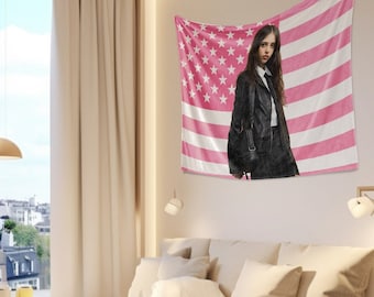 Custom Pink American Flag Tapestry, Personalized Photo Banner, American Flag Custom Image, Rainbow Flag, Wall Hanging Decor for Living Rooms