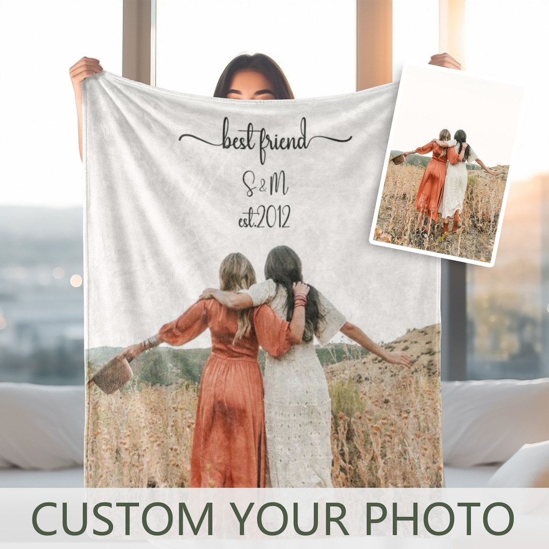Custom Photo Blanket, Best Friend Blanket, Custom Blanket With Text