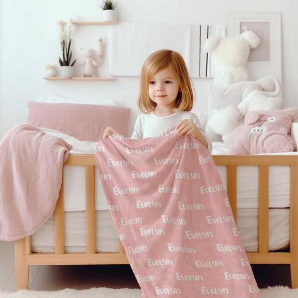 Personalisierte Babydecke, Minky Babydecke, Name Kawaii Decke, Super weiche Kinderdecke, Decke für Neugeborene, personalisiertes Geschenk