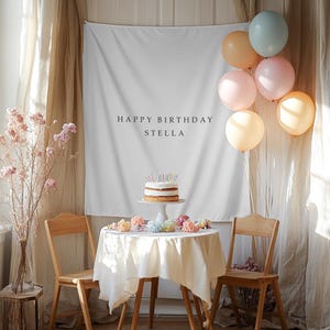 名前入りのパーソナライズされた誕生日バナー、誕生日の名前の旗、誕生日のタペストリー、布製のサイン、誕生日のボヘミアン ウォール アート、誕生日パーティーの装飾