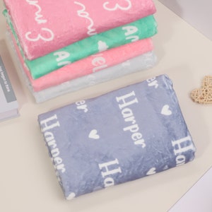 Plush Minky Personalized Name Blanket, Baby Boys and Girls Name Blanket, Kids Birthday Gift, Kids Kawaii Blanket, Personalized Gift