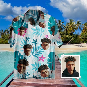 Custom Face Hawaii Shirt for Men, Bachelorette party Pet Face Shirt, Birthday Gift, Custom Holiday Shirt, Face On Shirt Personalized Gift