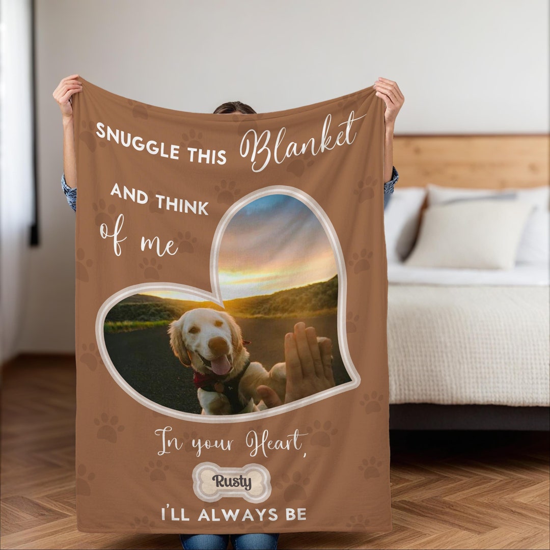 Personalized Dog Memorial Photo Blanket Gift, Dog Loss Pet Memory Gifts ...