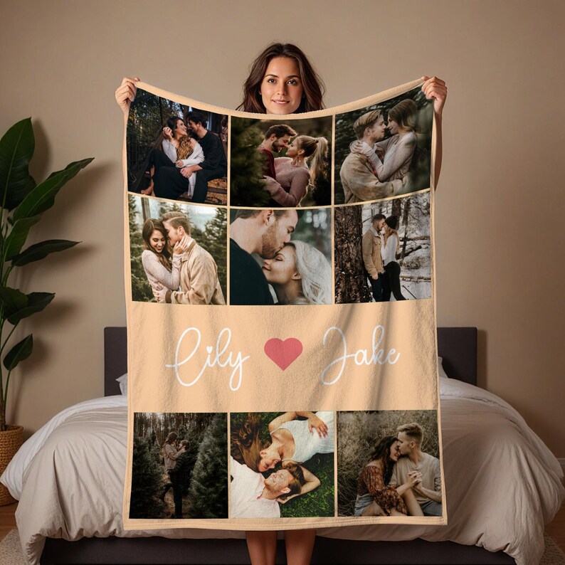 Custom Photo Blanket, Picture Blanket With Text, Custom Blanket With