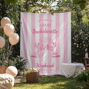 Custom Bachelorette Party Banner, Valentine Bach Welcome Tapestry, Fabric Banner, Aesthetic Bach elorette Party Decor, Bride Photo Backdrop