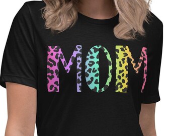 Rainbow Cheetah Print Moeder Vrouwen Ontspannen T-Shirt, Moeder Shirt, Cheetah Print Shirt