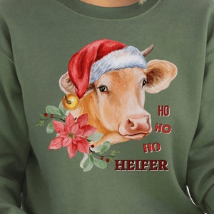 Ho Ho Ho Sweatshirt, Christmas Cow Sweatshirt, Cow Sweatshirt for Women, Christmas Sweatshirt for Women, Gildan Sweatshirt, Christmas Gift
