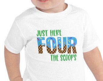 Fourth Birthday Toddler Boy Short Sleeve Tee, 4th Birthday Shirt, Ice Cream Birthday Shirt
