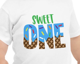 Sweet One Baby Boy Jersey Short Sleeve Tee, 1st Birthday Shirt, Ice Cream Birthday Shirt