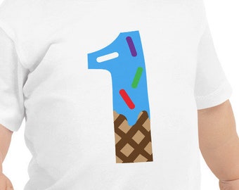 First Birthday Baby Boy Short Sleeve Tee, Ice Cream Party, Summer Birthday Shirt, Smash Cake Shirt