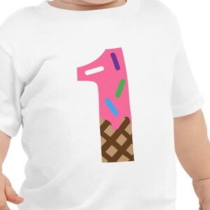 Erster Geburtstag Baby Mädchen Kurzärmeliges T-Shirt, Eiscreme Party, Sommer Geburtstagsshirt