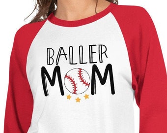 Baller Mom Camisa raglan de béisbol, Camisa de mamá de béisbol, Camisa de raglán de béisbol