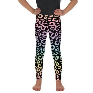 Pastel Cheetah Print Kid&#39;s Leggings, Cheetah Print Leggings, Cute Girl Leggings, Pastel Cheetah Print Leggings, Cheetah Leggings for Girls