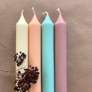 Colorful rapeseed wax candles / pastel stick candles / autumn decorations / colorful wedding favors / pastel table decorations / bridal shower decorations