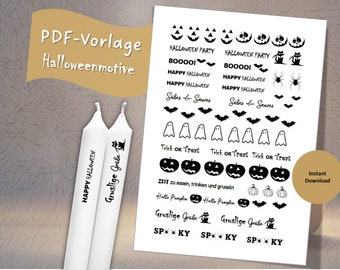 Candle tattoos Halloween | PDF template for candles water slide film I for printing