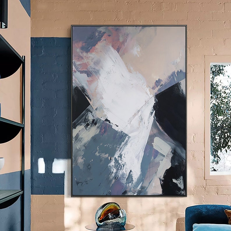 Large Blue Abstract Painting Blue Canvas Art Large Canvas Etsy