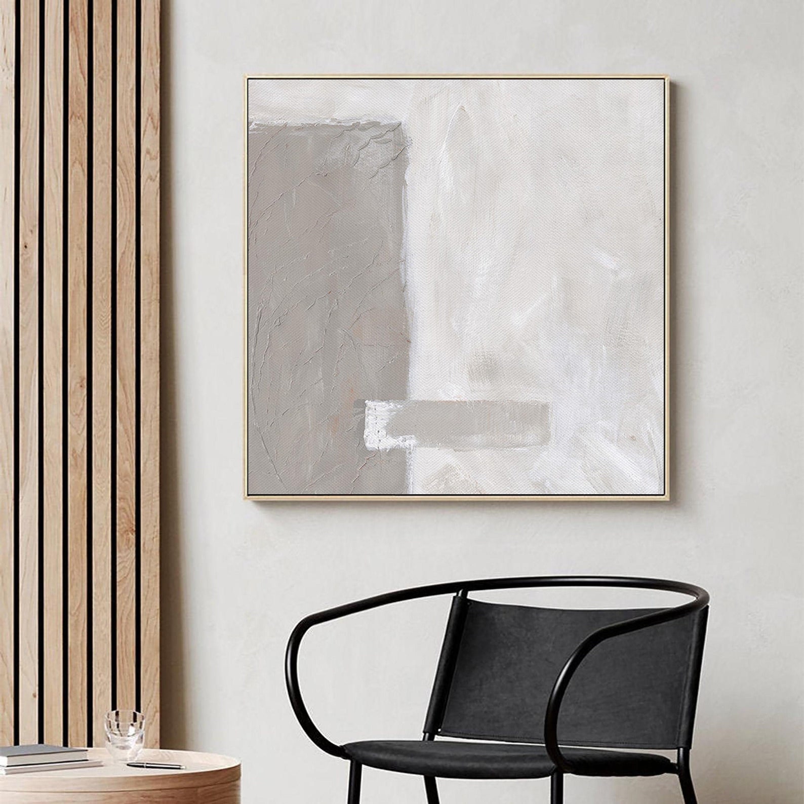 Minimal Gray and White Canvas Wall Art Large Abstract Etsy