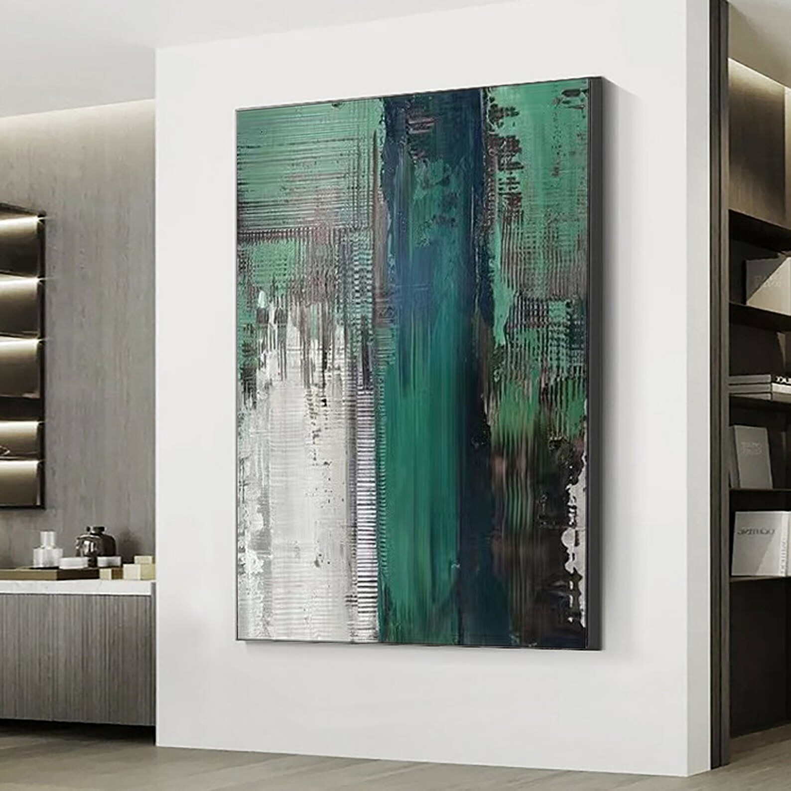 Large Green Abstract Painting Green Art Modern Abstract Etsy