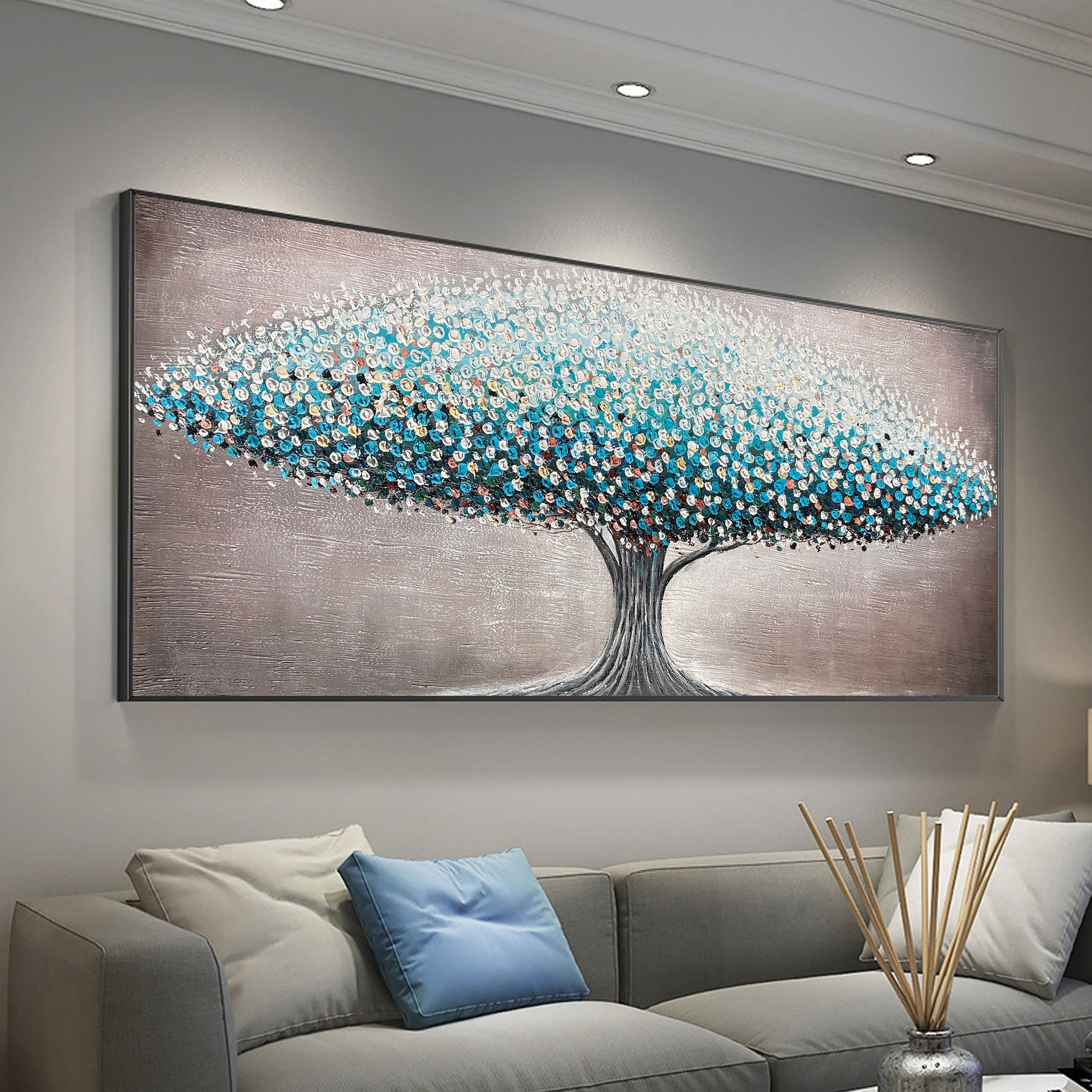 Extra Large Wall Art Abstract Tree Art Tree Painting Colorful | Etsy