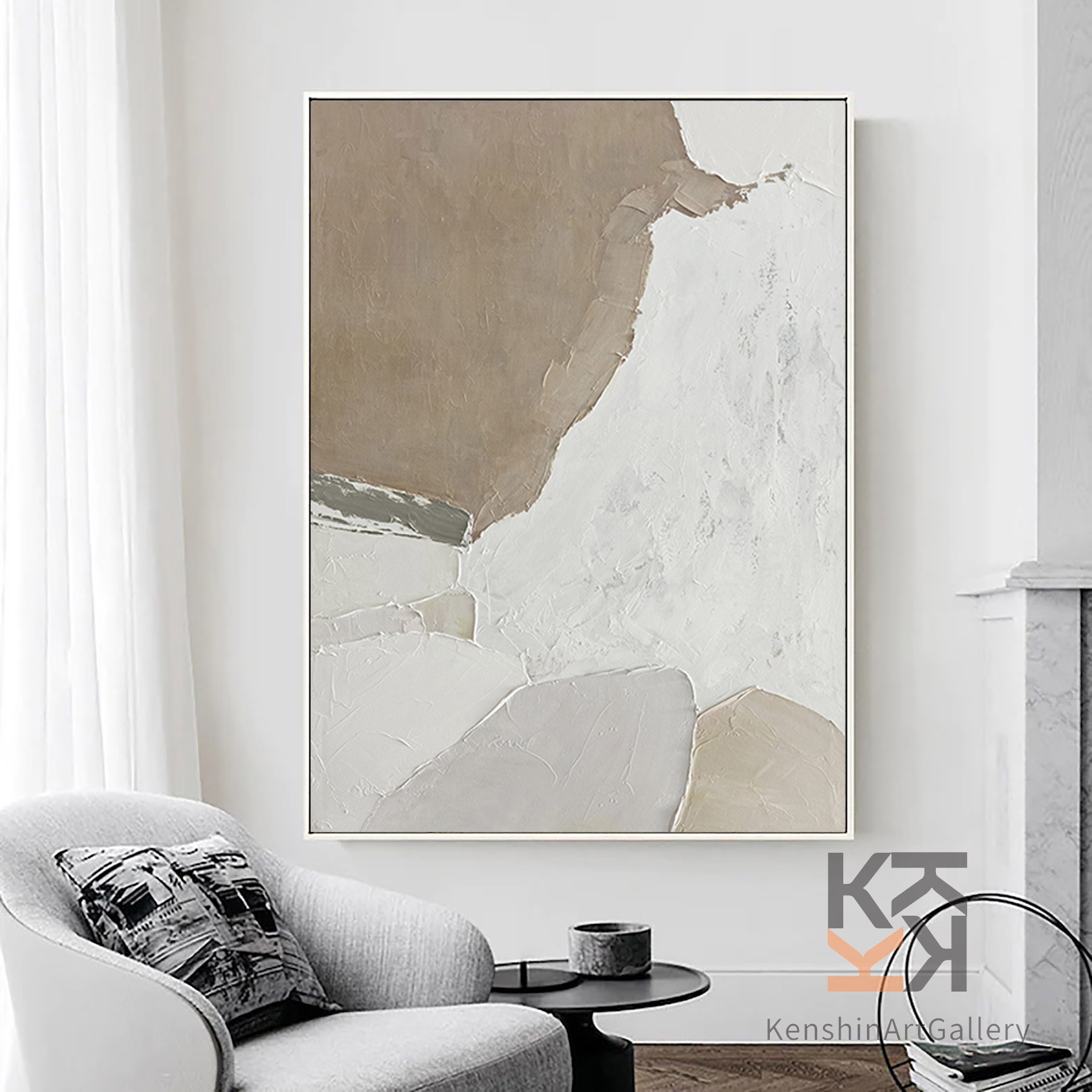 Large Original Grey Abstract Painting For Living Room Etsy