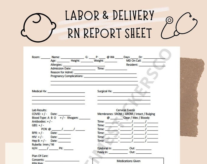 Labor and Delivery Nurse Report Sheet Printable RN Brain - Etsy