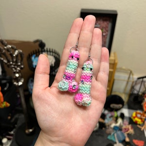 BRIGHT LIGHTS WILEE Earrings, AbiNormalCreates, pink, WilEEthePenis, naughty humor, statement earrings, mint, cute, kawaii, sequin, holo