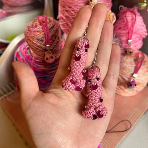 THINK PINK WILEE Earrings, Barbie AbiNormalCreates, pink, WilEEthePenis, naughty humor, statement earrings, cute, kawaii, sequin, soft