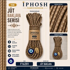 FabricKordon Jute Cord: 7mm Zigzag Sewing Machine, Decorative Braided Cotton (40m)